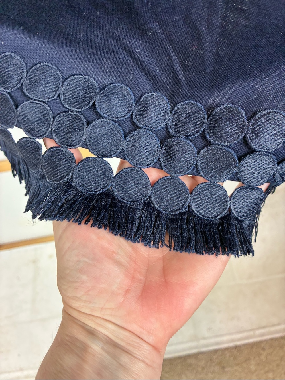 Talbots Deep Navy Mod Circle Fringe-Trim Boatneck Tunic Pima Cotton - Picture 4 of 10